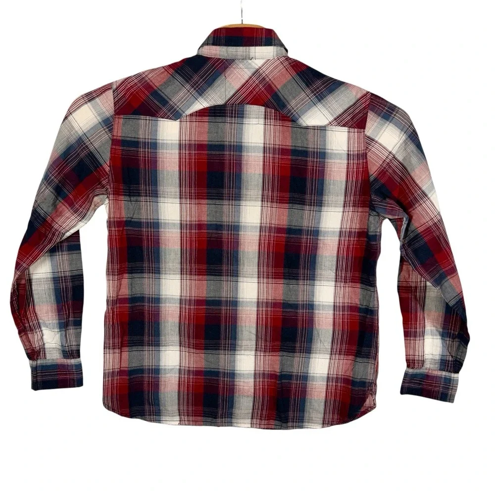 Levis Western Pearl Snap Plaid Shirt Mens Medium Cowboy Rodeo Cotton Blend‎